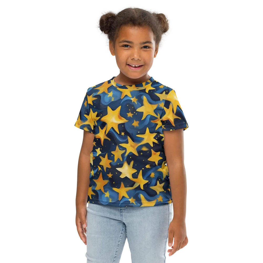 Golden Starfall on Kids Crew Neck T-Shirt — Front