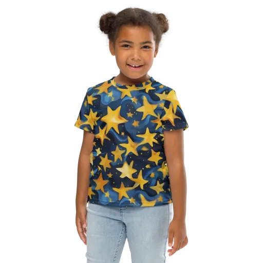 Golden Starfall on a Kids Crew Neck T-Shirt