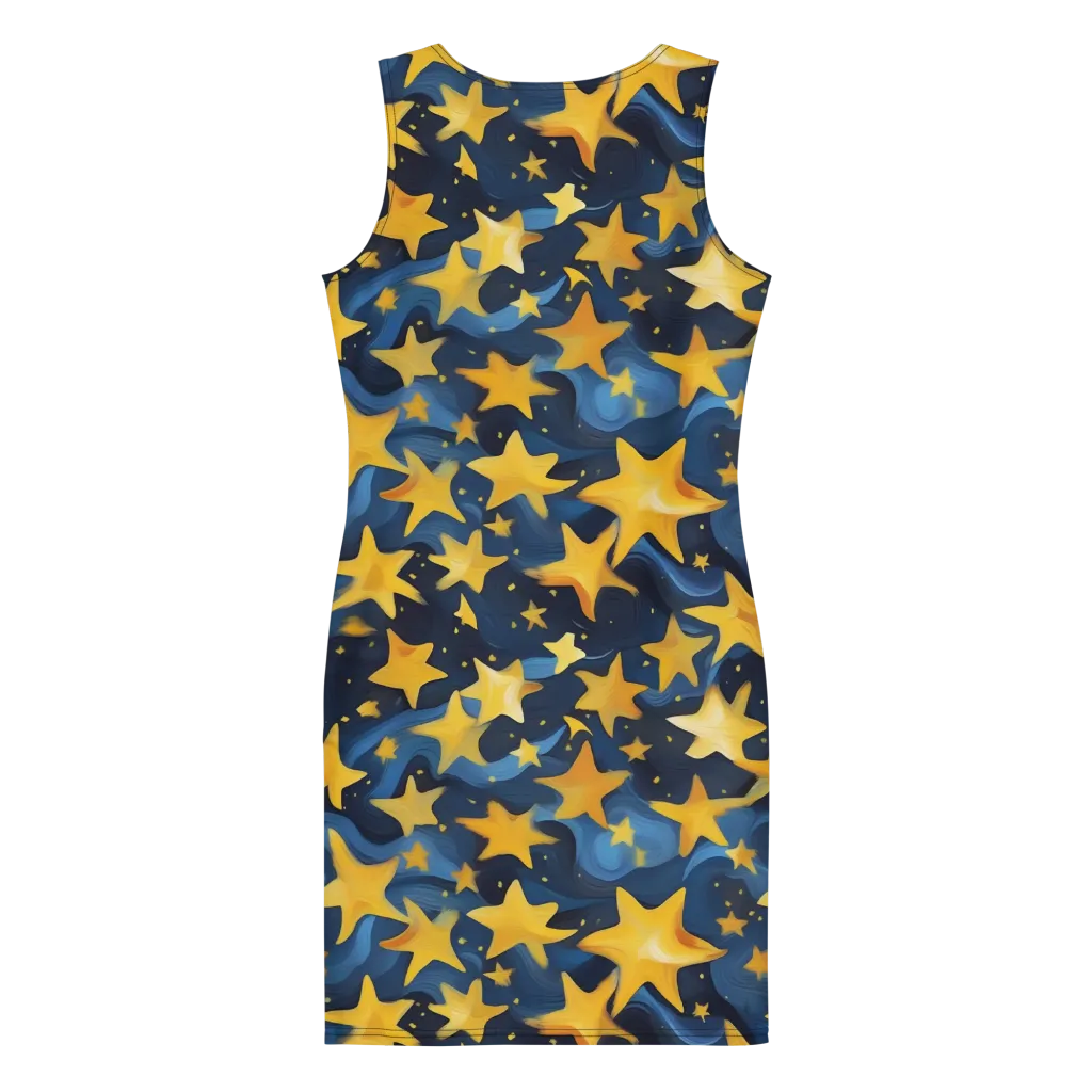 Golden Starfall on Bodycon Dress — Back