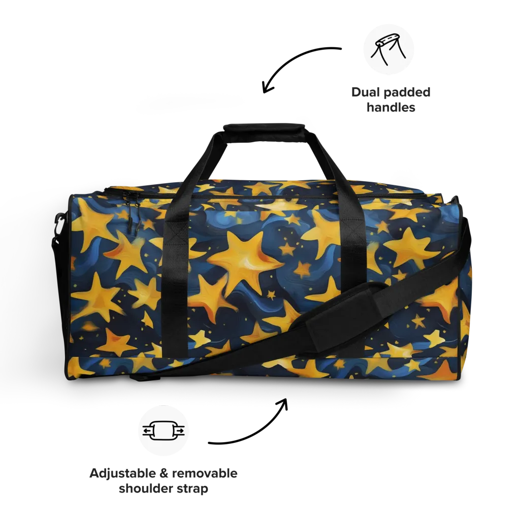 Golden Starfall on Duffle Bag — Front