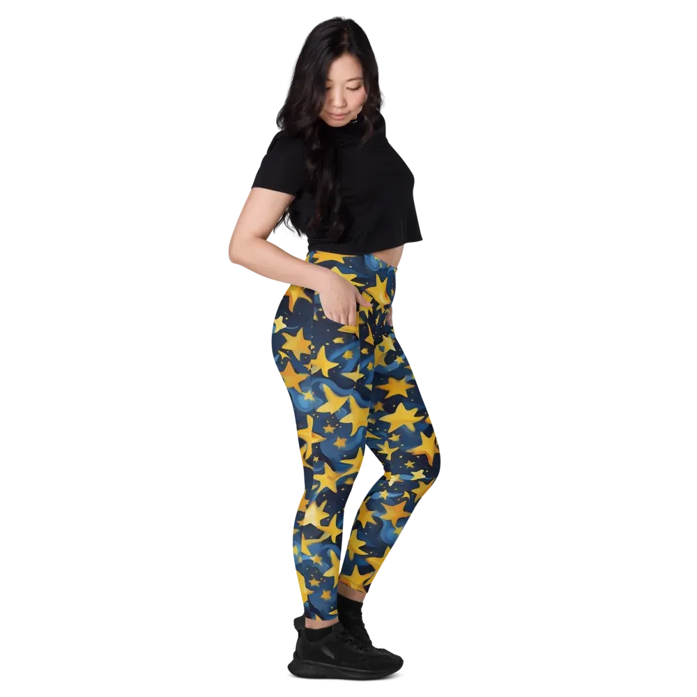 Golden Starfall on Leggings with Pockets — Right
