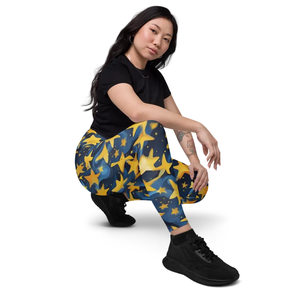 Golden Starfall on Leggings with Pockets — Right Front