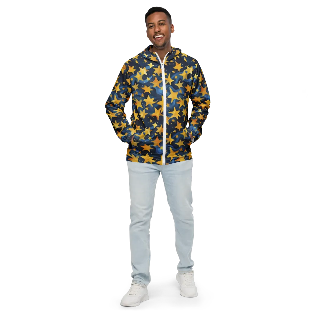 Golden Starfall on Men's Windbreaker — Front