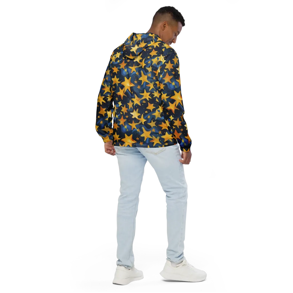 Golden Starfall on Men's Windbreaker — Back