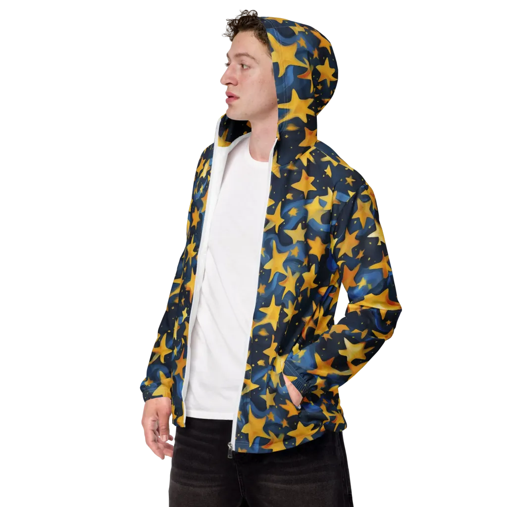 Golden Starfall on Men's Windbreaker — Left Front