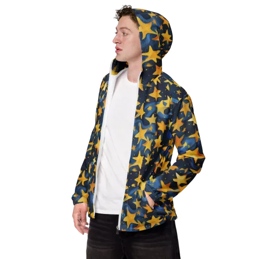 Golden Starfall on a Men's Windbreaker