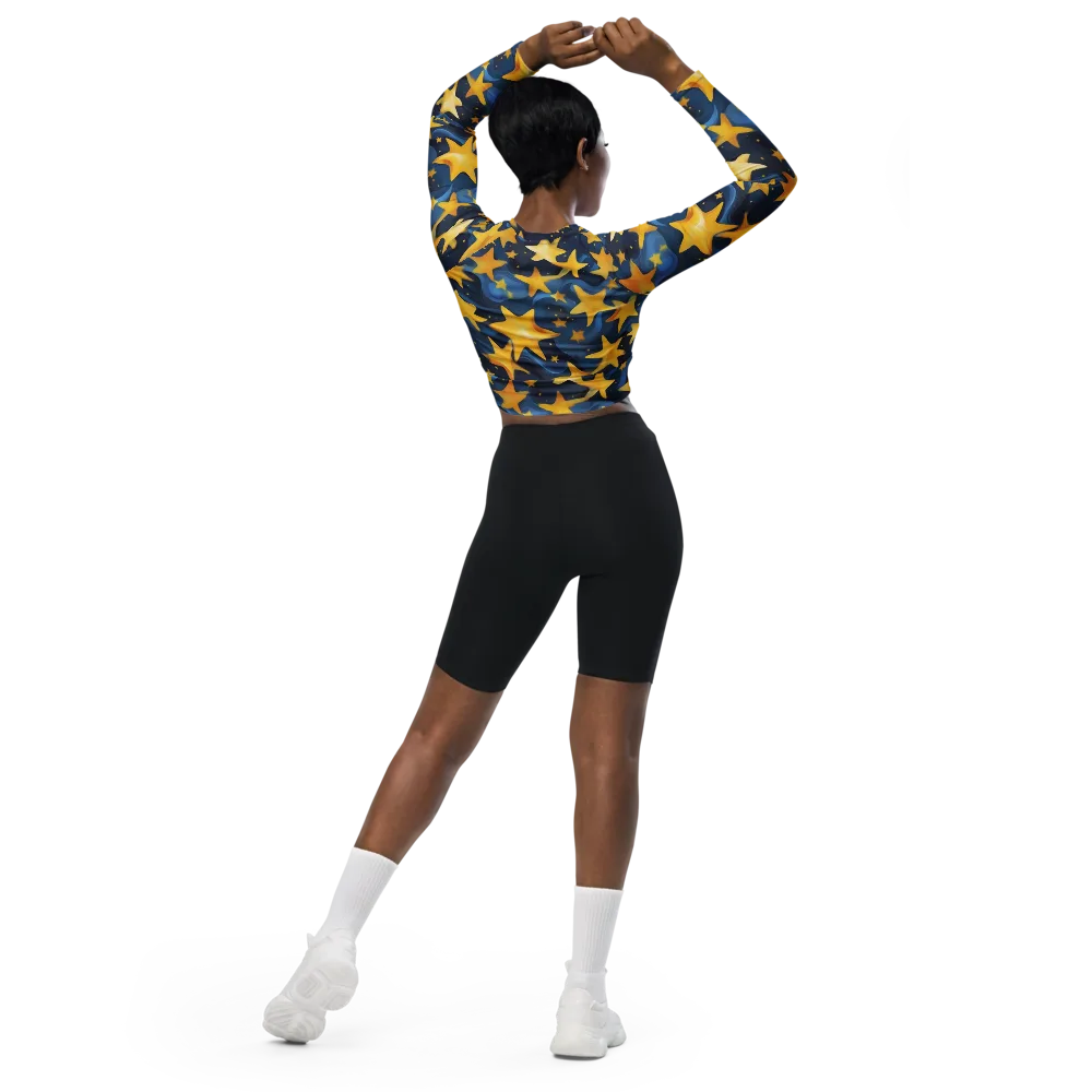Golden Starfall on Long Sleeve Crop Top — Back