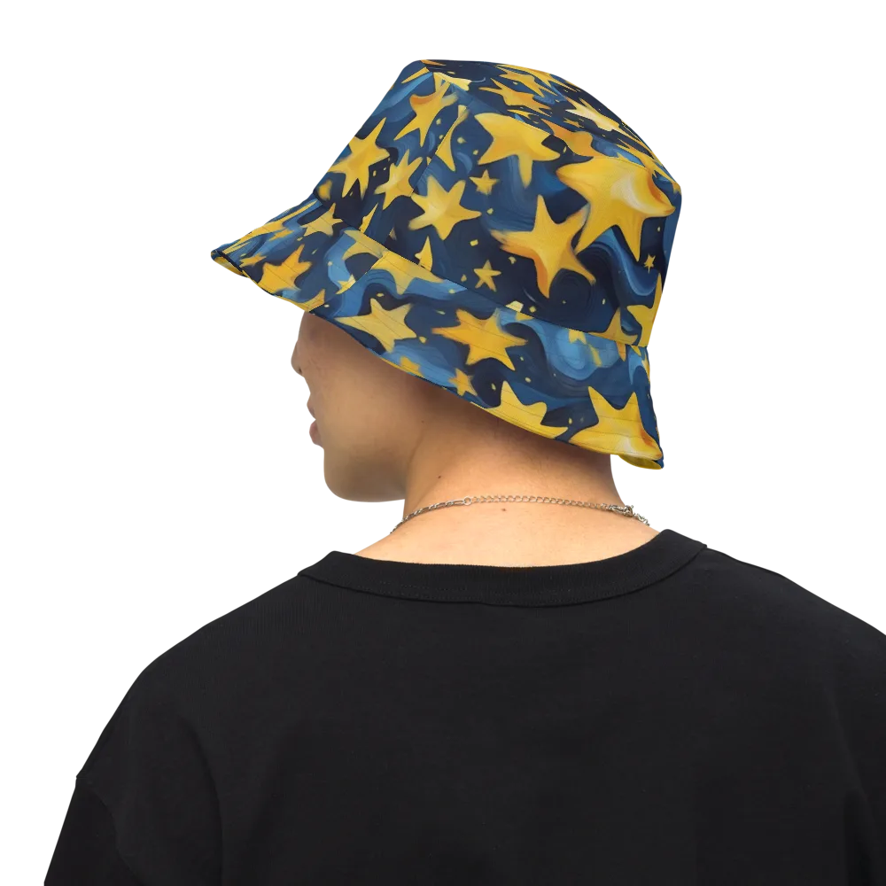 Golden Starfall on Reversible Bucket Hat — Back Inside