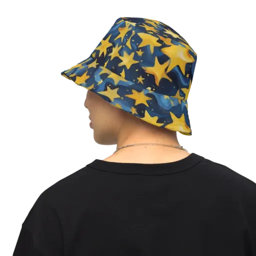 Golden Starfall on a Reversible Bucket Hat