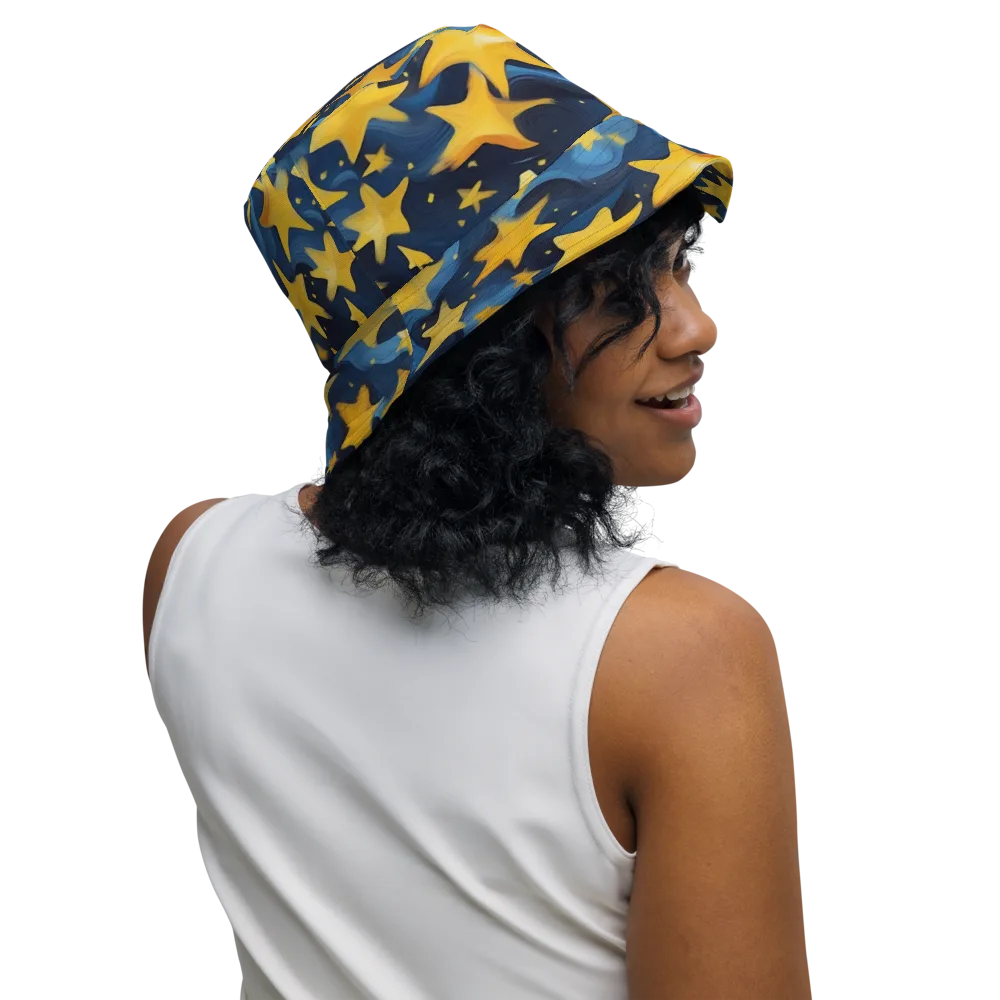 Golden Starfall on Reversible Bucket Hat — Right Outside