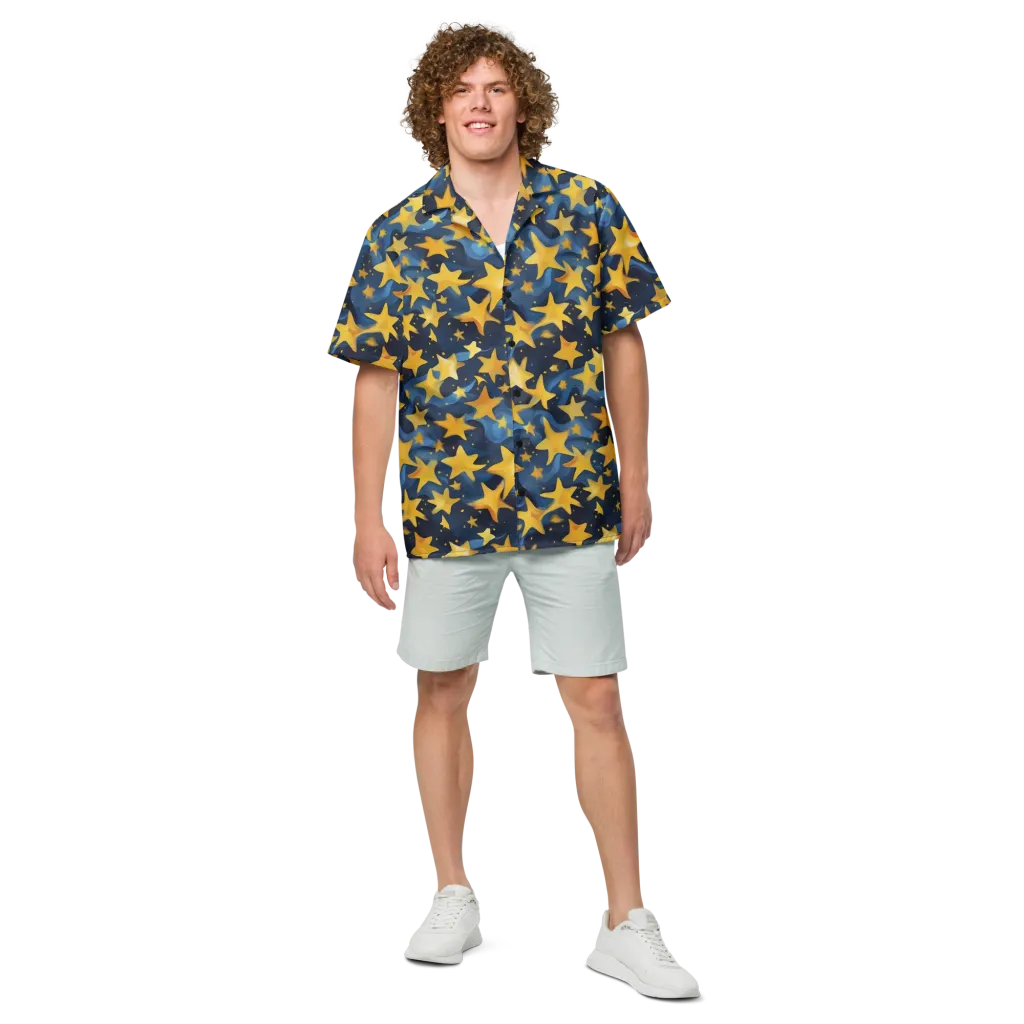 Golden Starfall on Button Shirt — Front