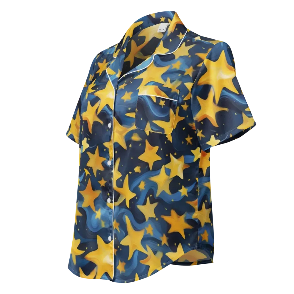 Golden Starfall on Women's Short Sleeve Pajama Top — Left Front