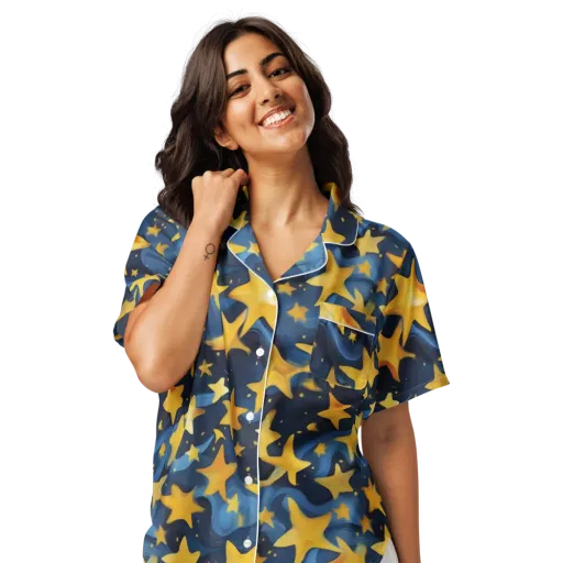 Golden Starfall on a Women's Short Sleeve Pajama Top