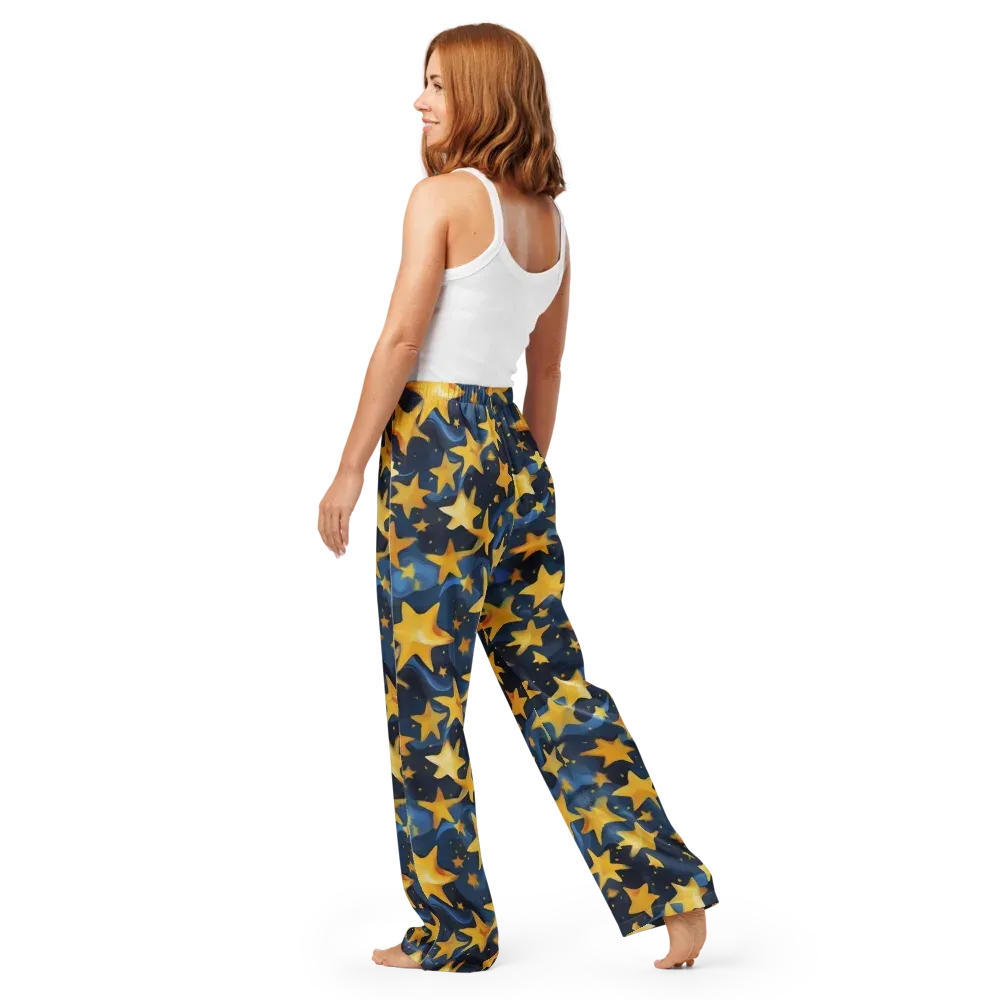 Golden Starfall on Women's Pajama Pants — Back