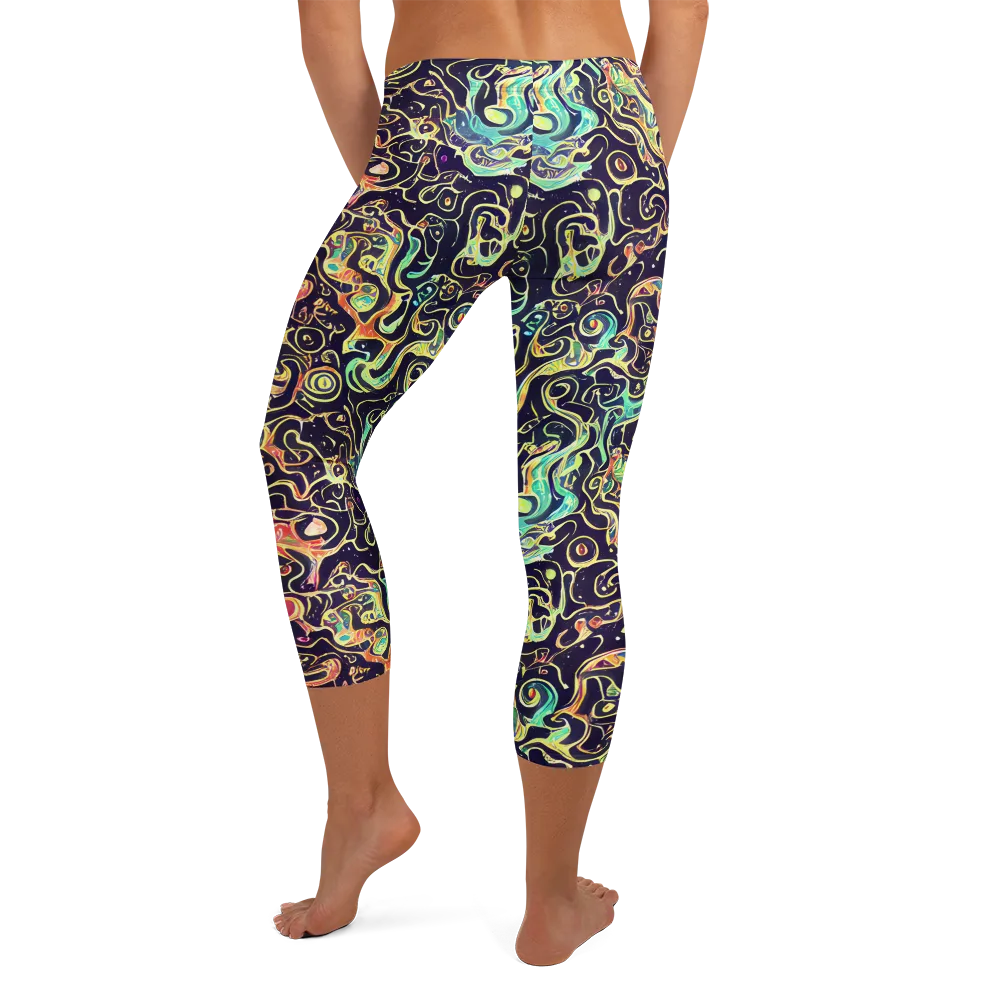 Nightwave Maze on Capri Leggings — Back