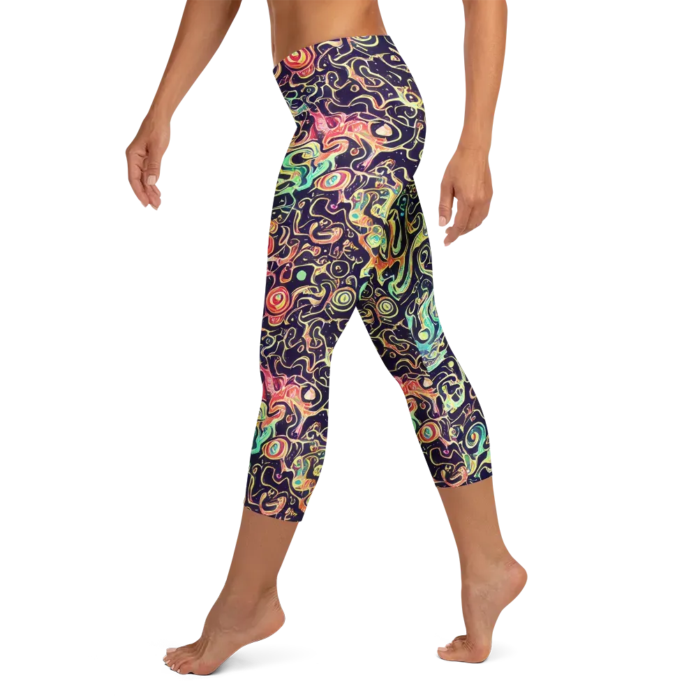 Nightwave Maze on Capri Leggings — Left