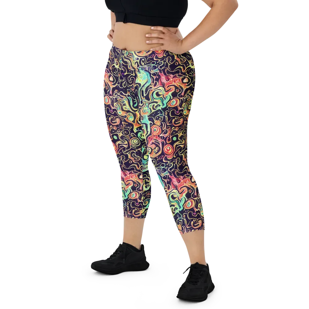 Nightwave Maze on Capri Leggings — Front