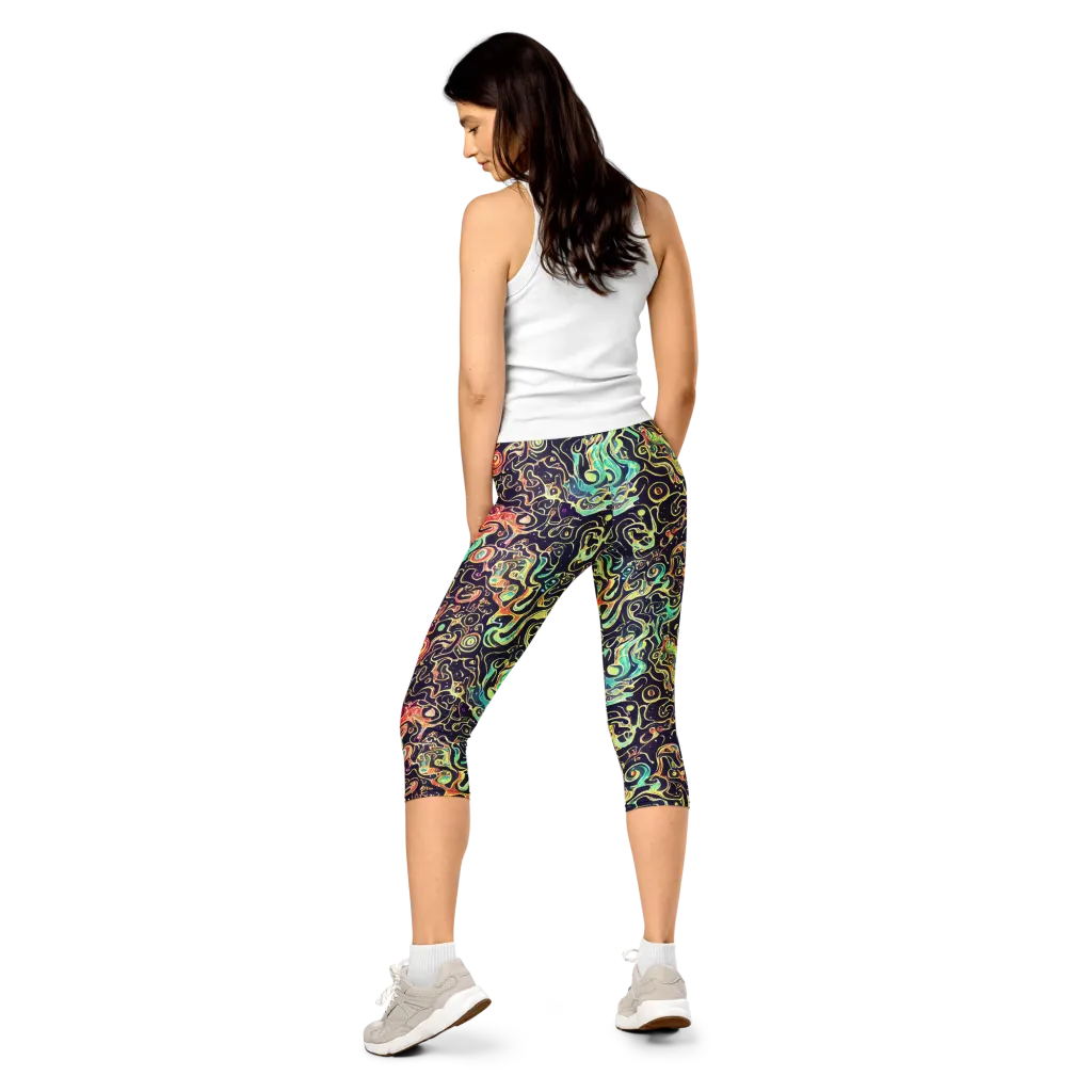 Nightwave Maze on Capri Leggings — Back