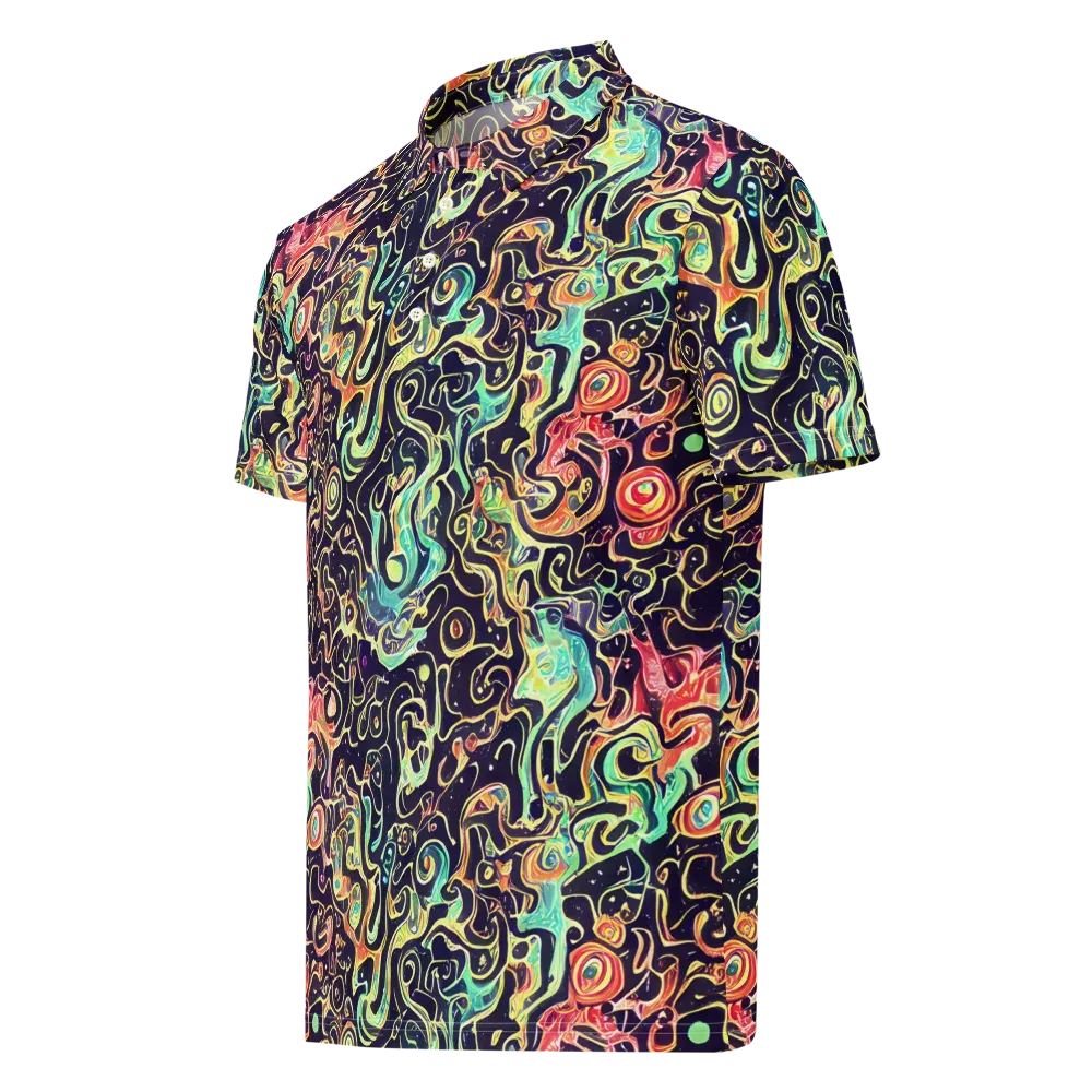 Nightwave Maze on Men's Slim Fit Polo Shirt — Left Front