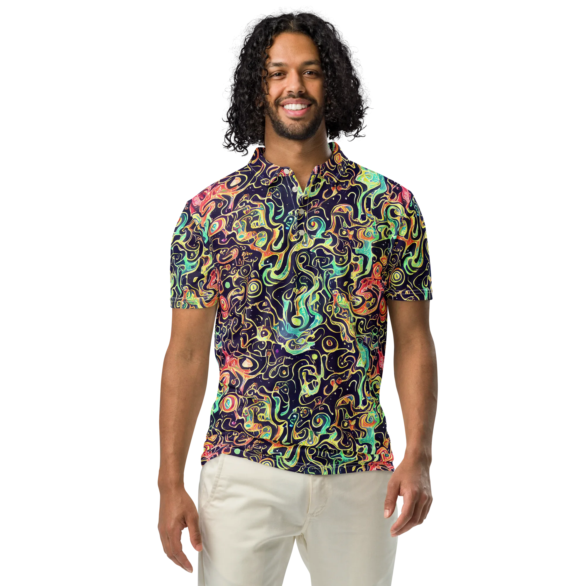 Nightwave Maze on Men's Slim Fit Polo Shirt — Front