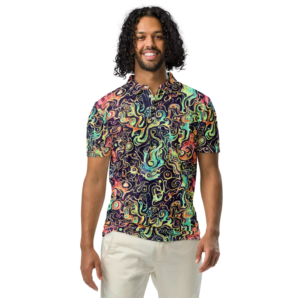 Nightwave Maze on Men's Slim Fit Polo Shirt — Front
