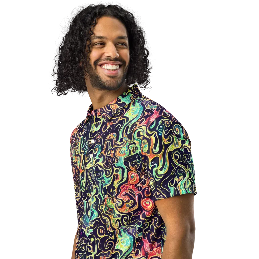 Nightwave Maze on Men's Slim Fit Polo Shirt — Left Front