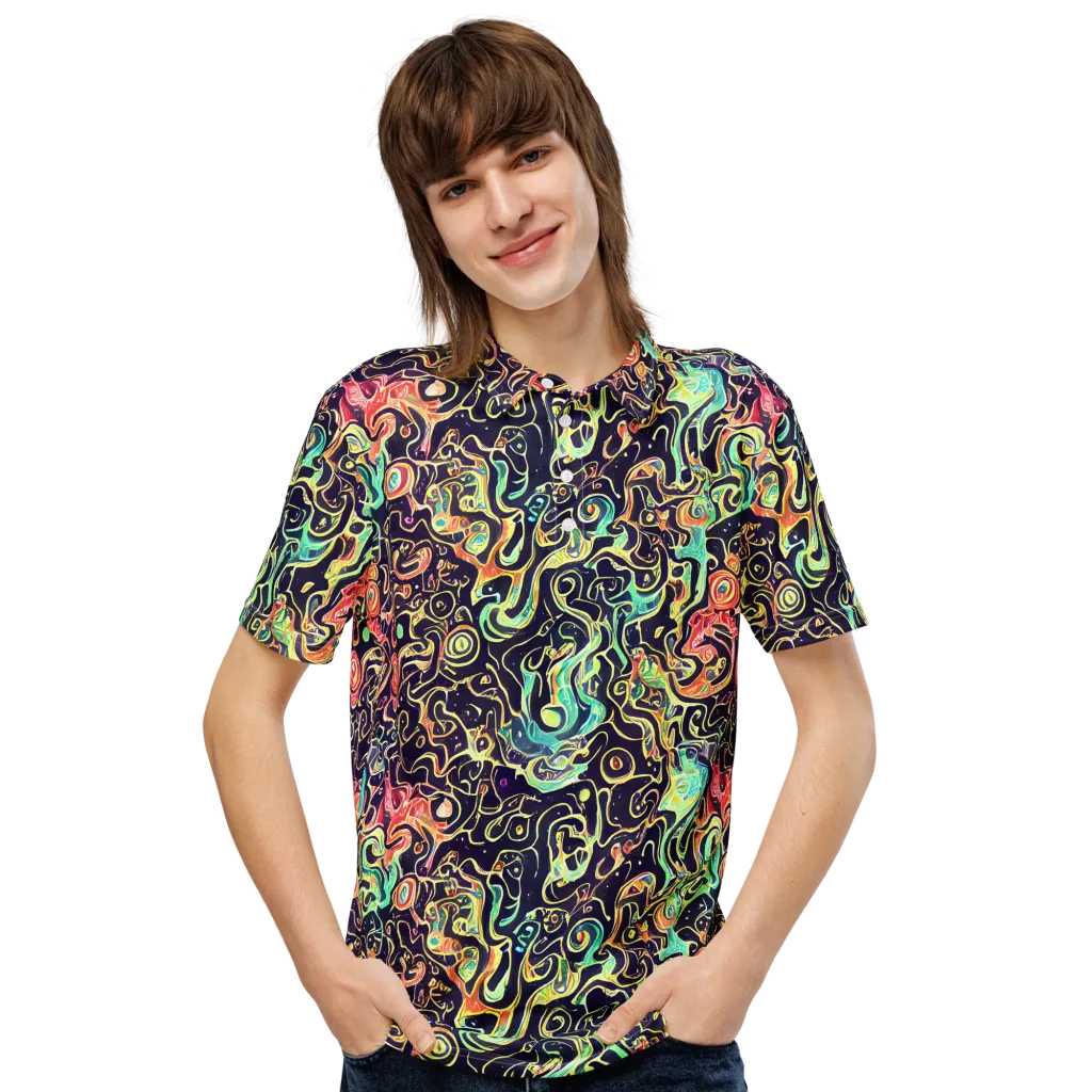 Nightwave Maze on Men's Slim Fit Polo Shirt — Front