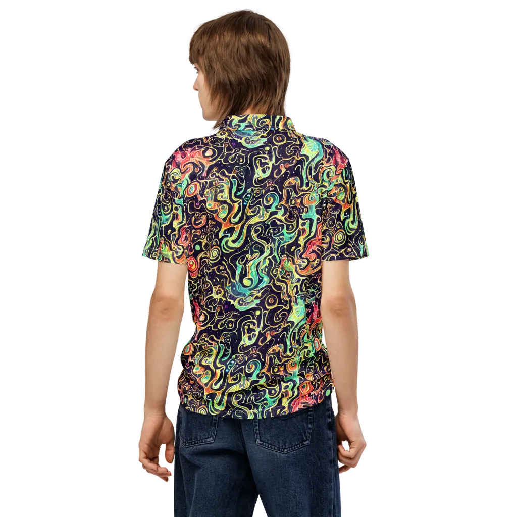 Nightwave Maze on Men's Slim Fit Polo Shirt — Back