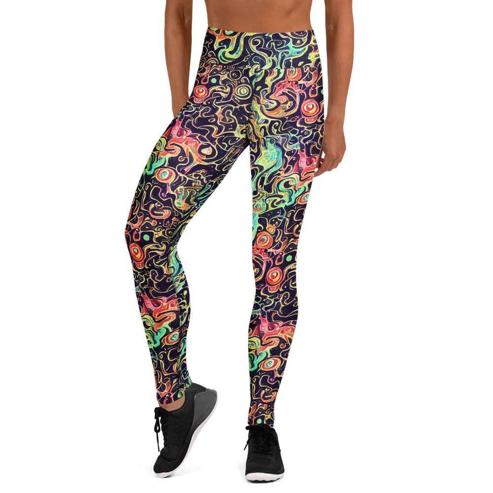 Nightwave Maze on Yoga Leggings — Front