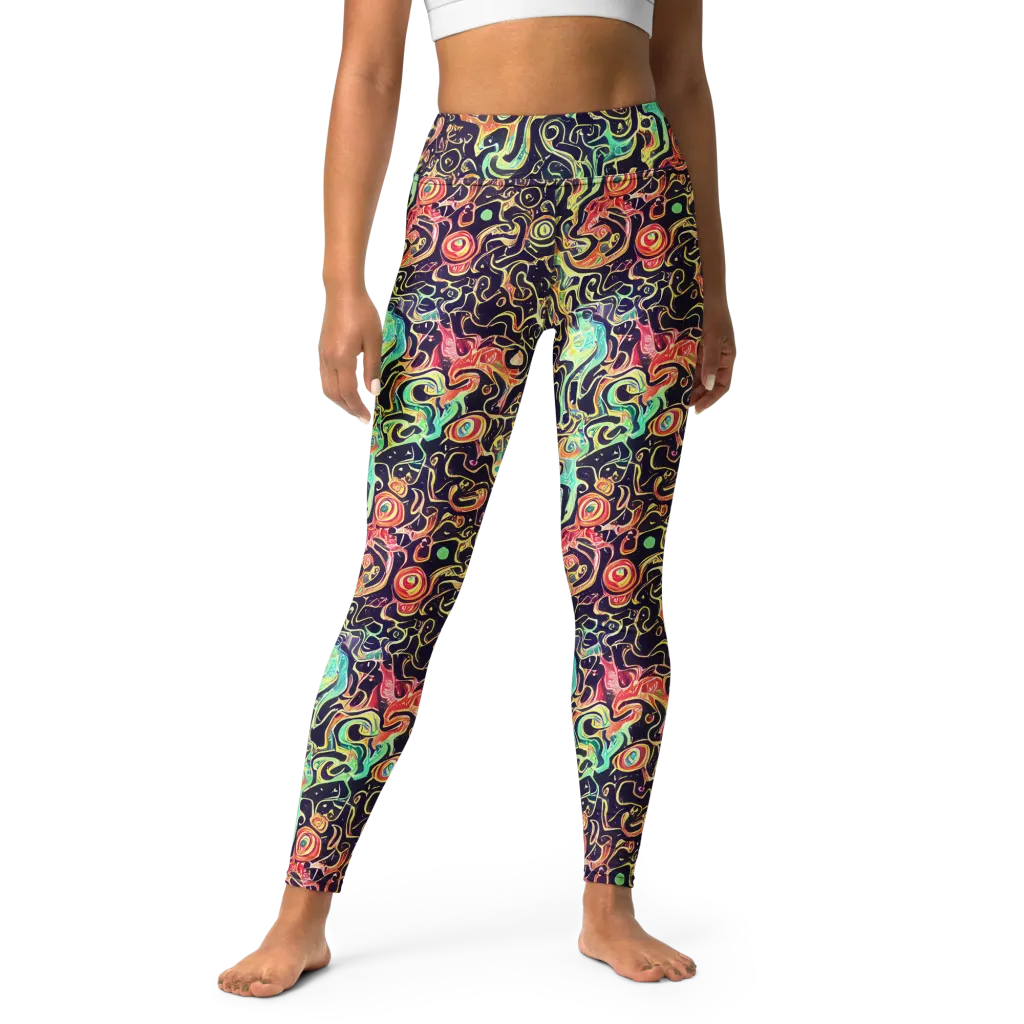 Nightwave Maze on Yoga Leggings — Front