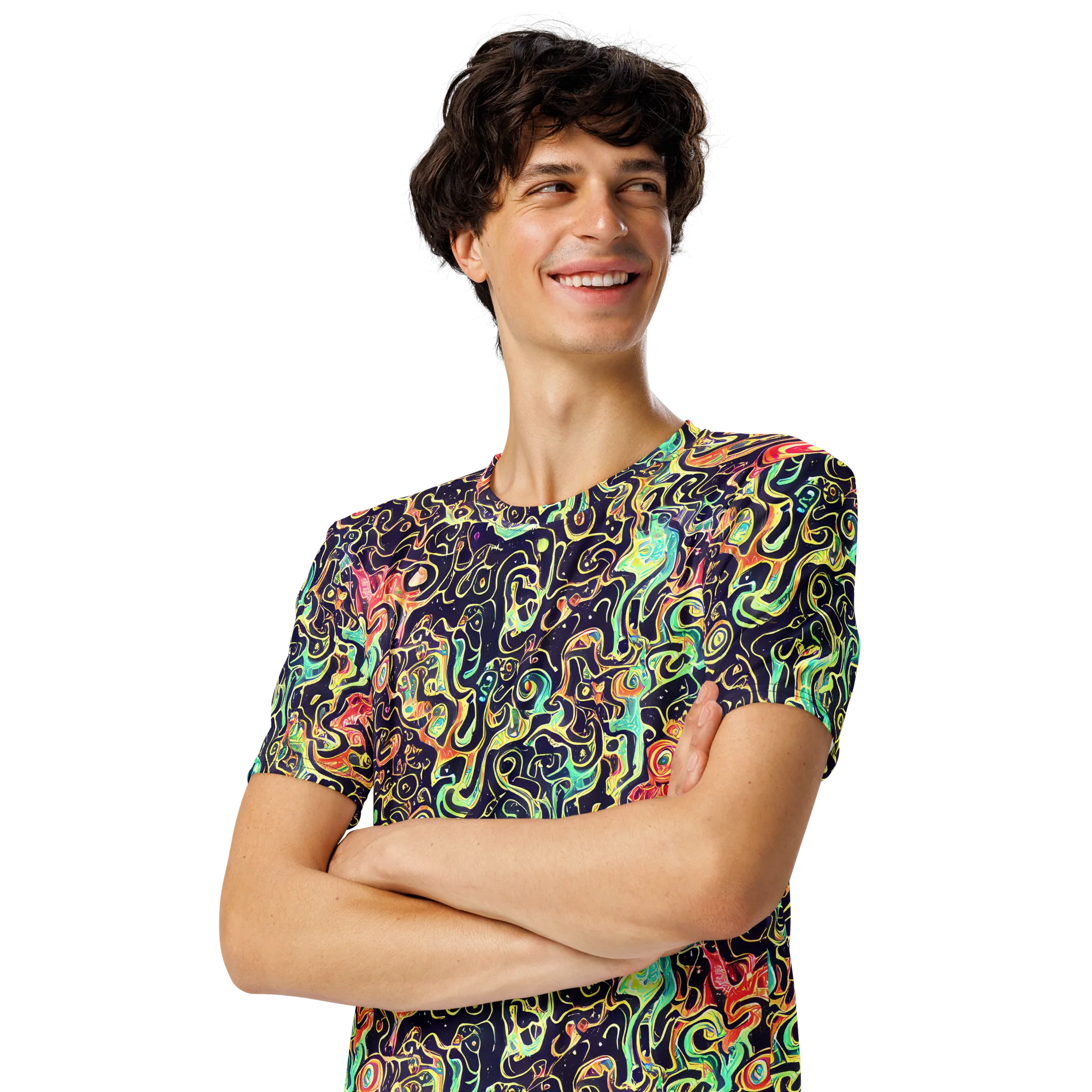 Nightwave Maze on Men's Crew Neck T-Shirt — Left Front