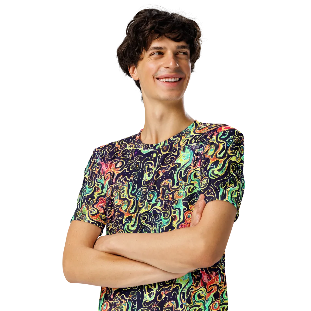 Nightwave Maze on Men's Crew Neck T-Shirt — Left Front
