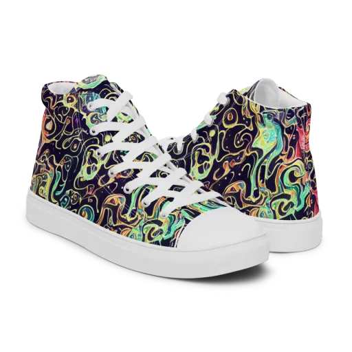 Nightwave Maze on a Men's High Top Canvas Shoes