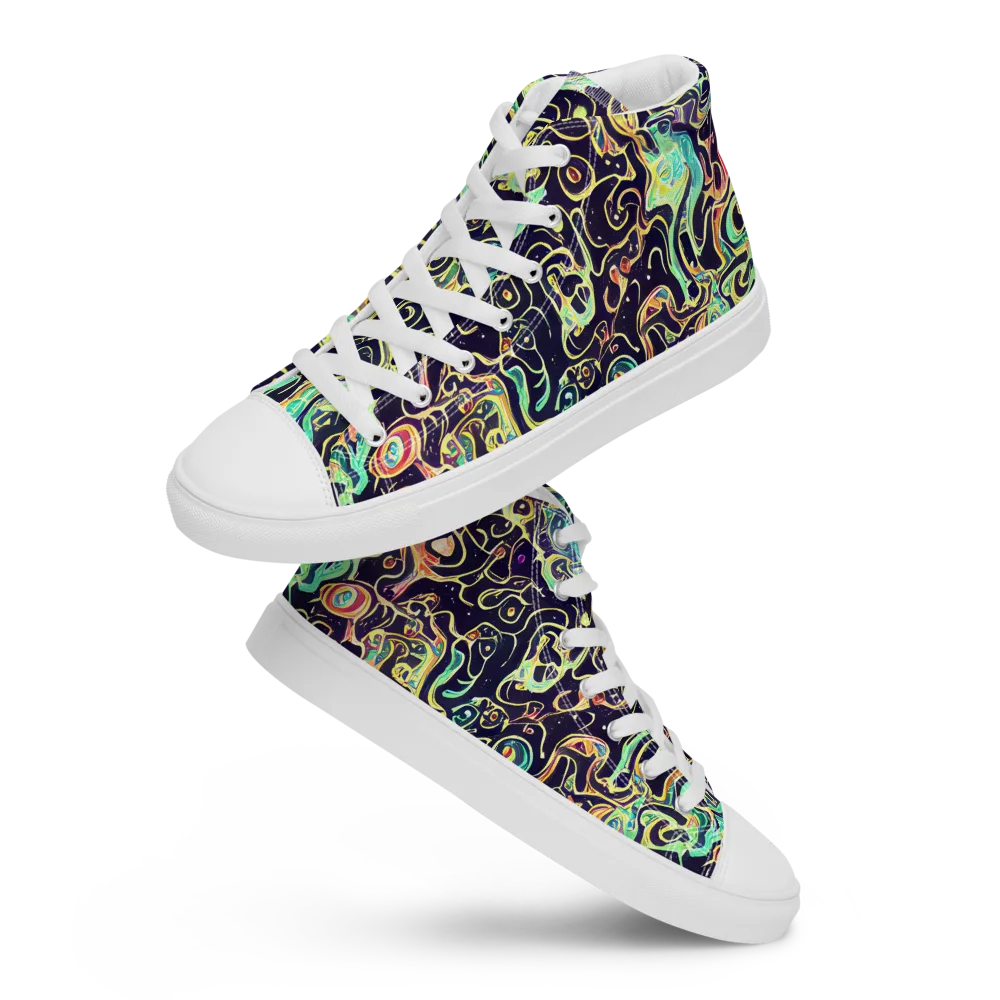 Nightwave Maze on Men's High Top Canvas Shoes — Front