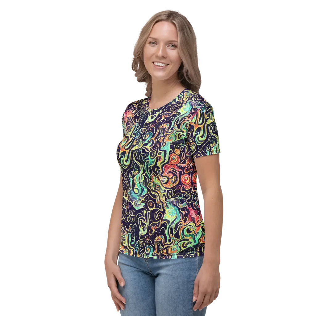 Nightwave Maze on Women's Crew Neck T-Shirt — Left