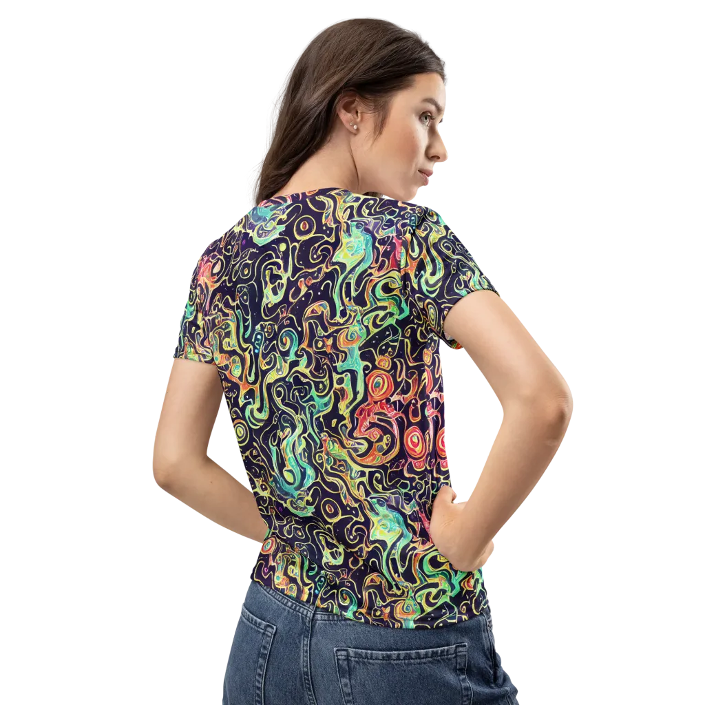 Nightwave Maze on Women's Crew Neck T-Shirt — Back