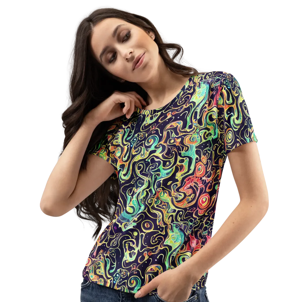 Nightwave Maze on Women's Crew Neck T-Shirt — Left Front