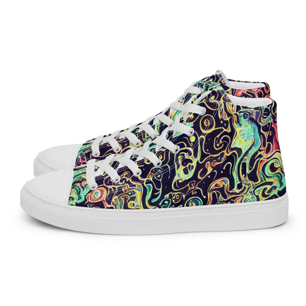 Nightwave Maze on Women's High Top Canvas Shoes — Left