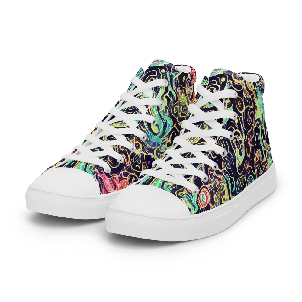 Nightwave Maze on Women's High Top Canvas Shoes — Left Front