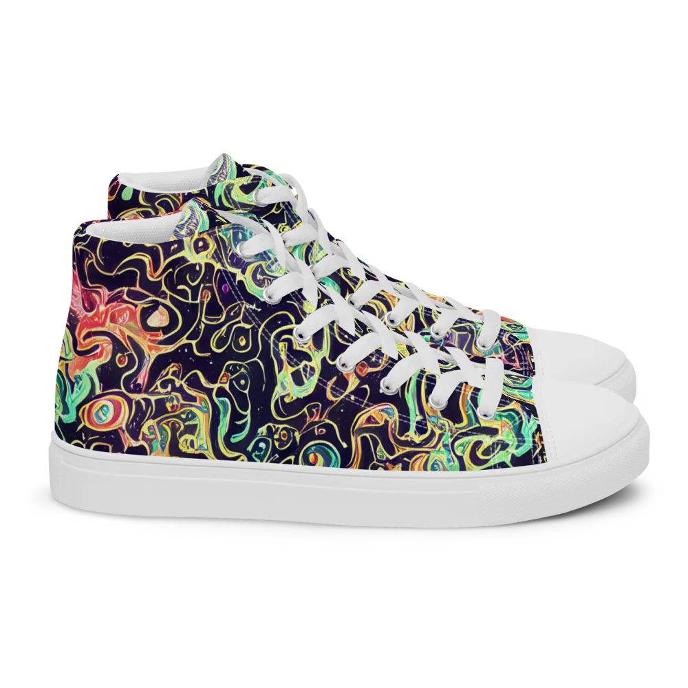Nightwave Maze on Women's High Top Canvas Shoes — Right