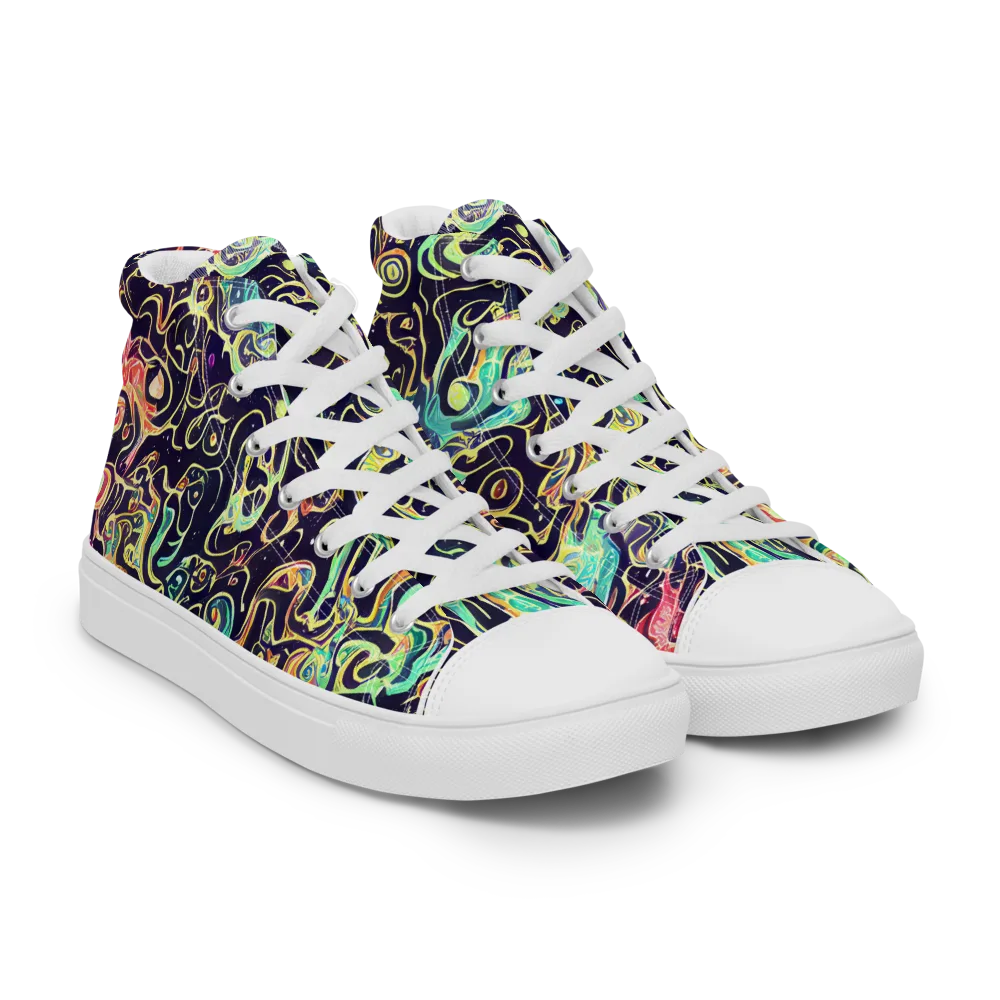 Nightwave Maze on Women's High Top Canvas Shoes — Right Front