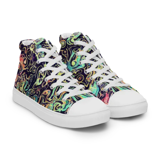 Nightwave Maze on a Women's High Top Canvas Shoes