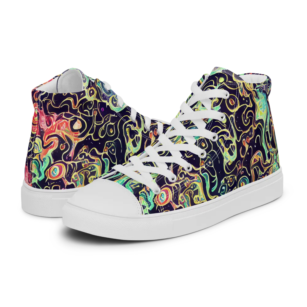 Nightwave Maze on Women's High Top Canvas Shoes — Left
