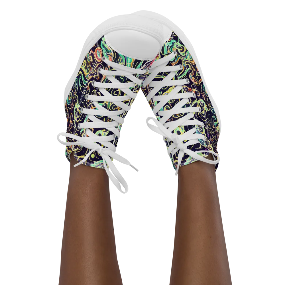 Nightwave Maze on Women's High Top Canvas Shoes — Front