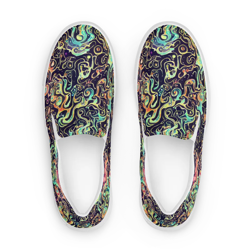 Nightwave Maze on Men's Slip-On Canvas Shoes — Front