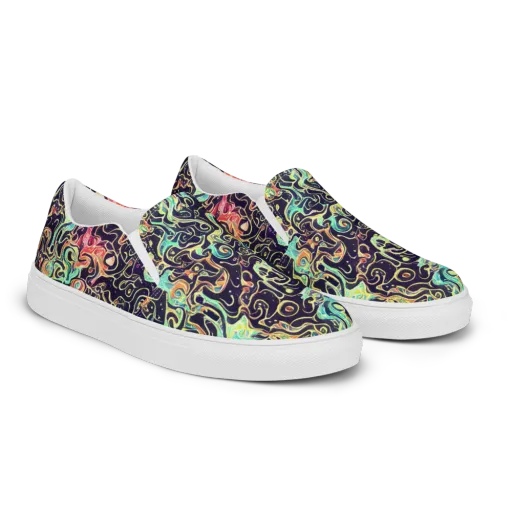 Nightwave Maze on a Men's Slip-On Canvas Shoes