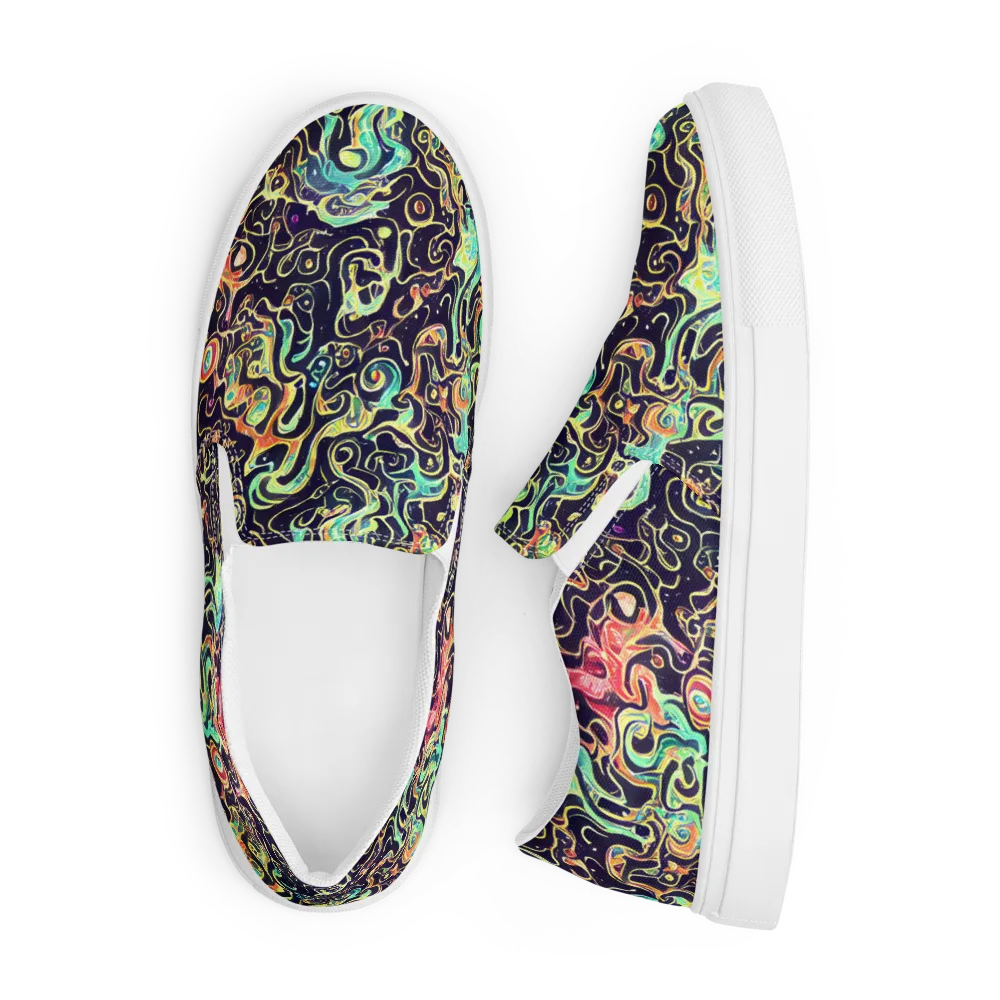 Nightwave Maze on Men's Slip-On Canvas Shoes — Front