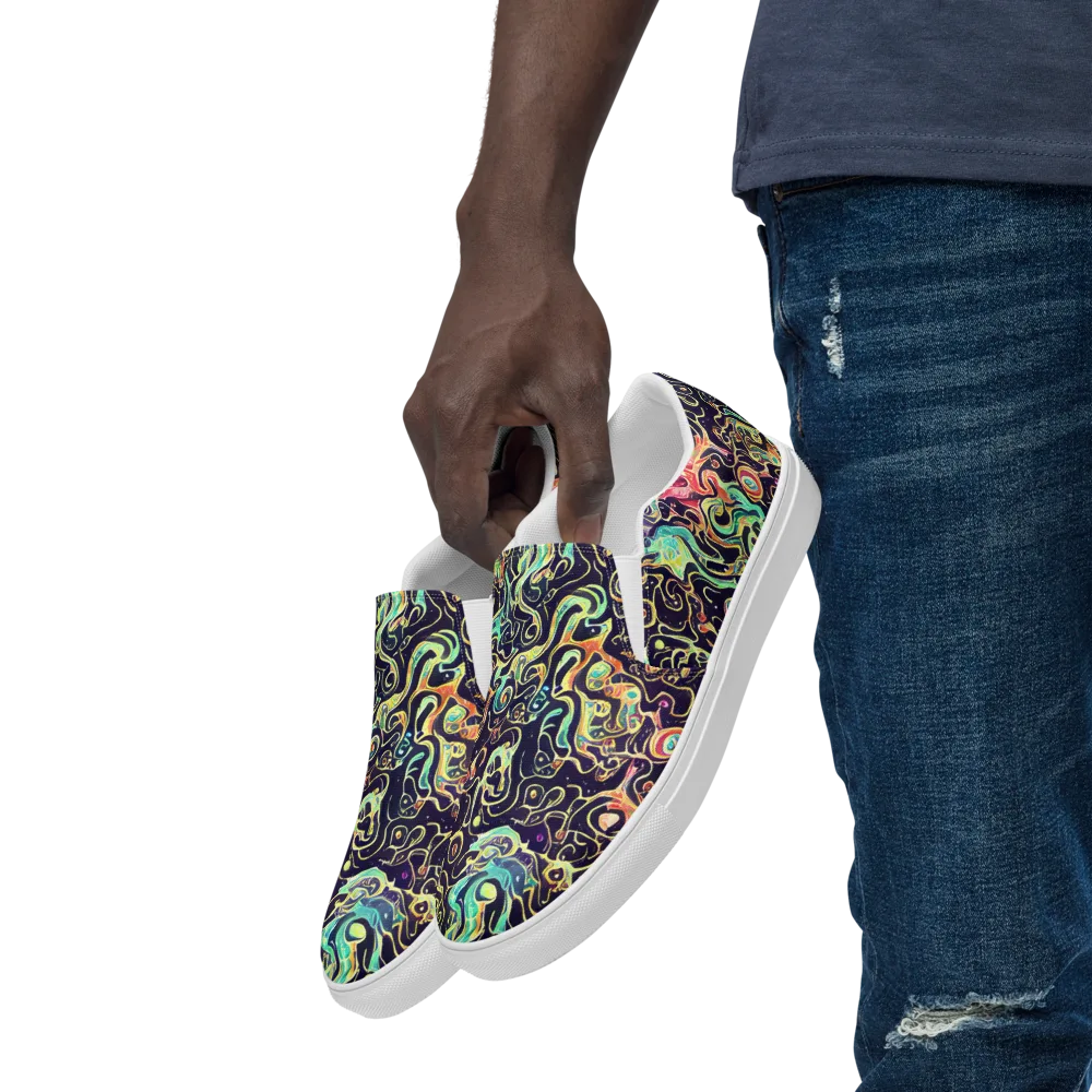 Nightwave Maze on Men's Slip-On Canvas Shoes — Left Front