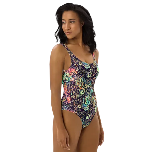 Nightwave Maze on a One-Piece Swimsuit