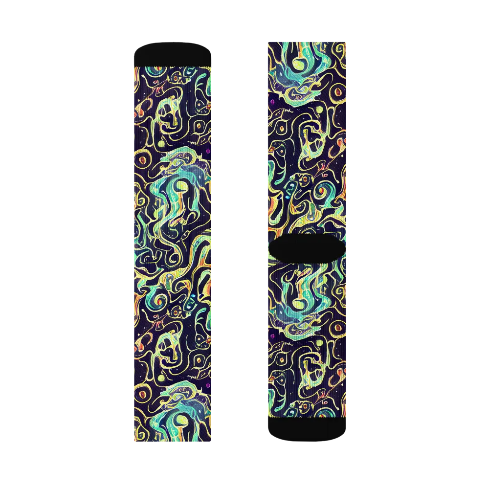 Nightwave Maze on Socks — Left Sock